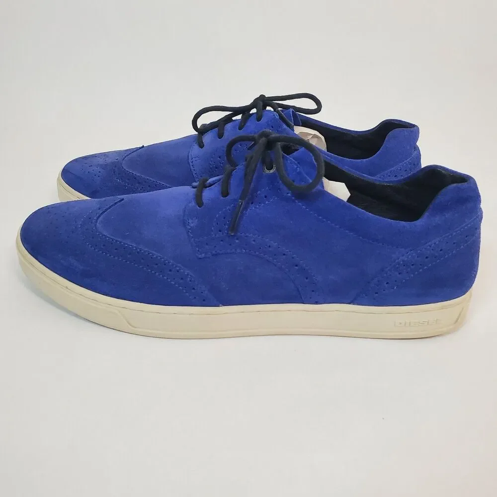 Diesel Prime Time Men’s Royal Blue Suede Sneakers Casual Shoes Size 11
